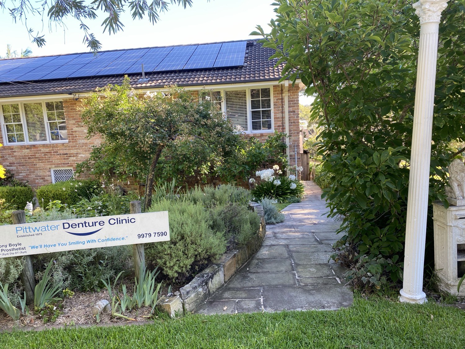 The garden path leading to Pittwater Denture Clinic in Newport.